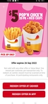 Pop'n Chick'n 20-Pack + Medium Chips $5 Pickup Only @ Hungry Jacks (App Required)