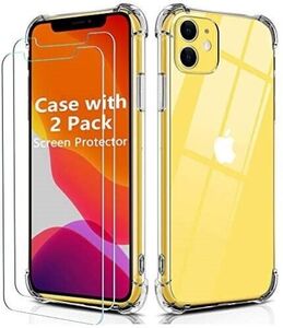 Clear Bumper Shockproof Case Soft Gel Cover for iPhone 14 13 12 11 XS Max XR 8 7 + 2x Glass Screen Protector $8.99 Del @ AB eBay