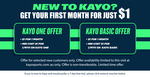 Kayo One or Kayo Basic Subsciption $1 for 1 Month for New Customers @ Kayo Sports