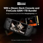 Win a Steam Deck OLED Handheld Console 1TB + FireCuda 520N NVMe SSD 1TB Valued at $1,748 from Seagate