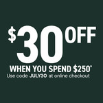 $30 off with Minimum $250 Spend Online (Free Membership Required) @ Dan Murphy's