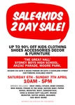 Sale 4 Kids Is Back! up to 90% off The Best Kids Brands. 2 Days Only - This Weekend!