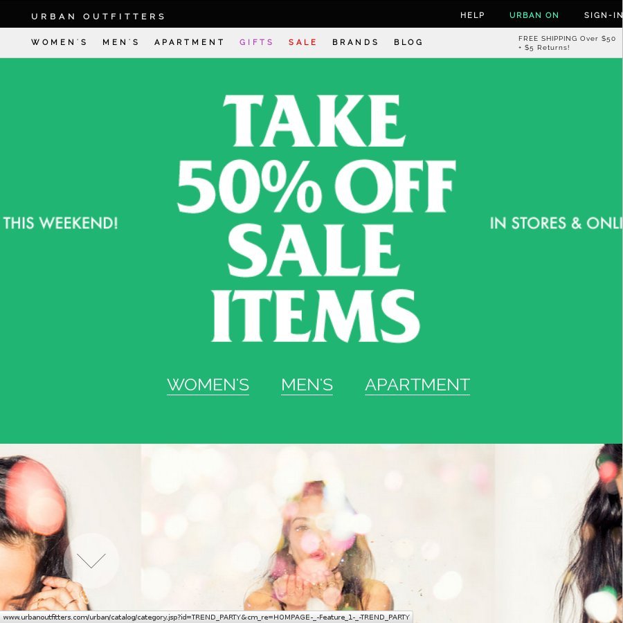 Additional 50 off All Sale Items at Urban Outfitters Free Shipping