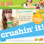 (MEL) Boost Juice - $3 Medium Crushes ALL DAY Wednesday 26 FEB (VIBE MEMBER)