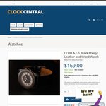 COBB & Co. Black Leather Watches, $69 Free Shipping, Save $100 @ Clock Central