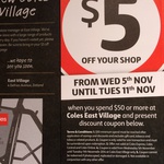 Coles East Village (NSW) $5 off $50 spend