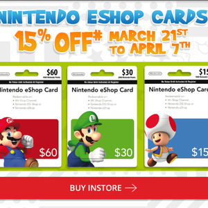15% off Nintendo eShop Cards at EB Games 21/3 to 7/4 - OzBargain