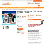 Muscletech Platinum Whey + Platinum Glutamine + Free T-Shirt and Shaker for $98.91 Shipped @ Supps R Us