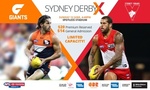 GWS Giants VS Sydney Swans 12/6/16 from FREE ($0) for Child or $14 for Adult GA at Olympic Park SYD Via Groupon