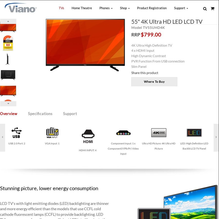 Viano 55 4k Ultra Hd Tv 419 30 Big W Ozbargain