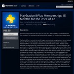 PlayStation Plus Membership - Get 15 Months for The Price of 12 for $69.95 (Valid for New Subscriptions Only)