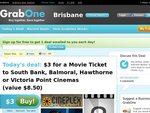 $3 Movie Ticket for [SE Qld] South Bank, Balmoral, Hawthorne or Victoria Point Cinemas (Max 2)