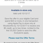 AMEX Statement Credits - Spend $20 at Woolworths Get $5 [Targetted]
