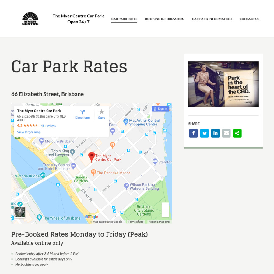 [QLD] Online Early Bird Parking 15 (No Booking Fees) Myer Centre, Brisbane OzBargain