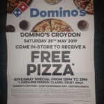 [VIC] Free Pizza at Domino's Croydon, Sat 25 May (12pm-3pm)
