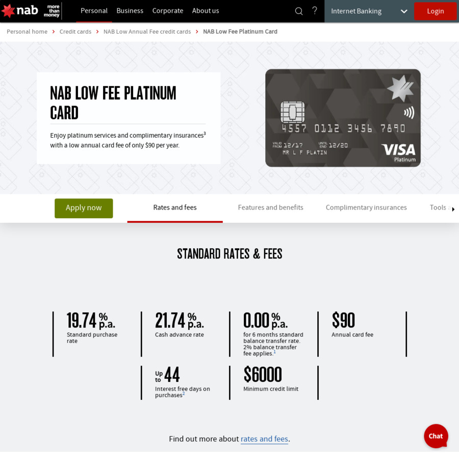 NAB Low Fee Platinum Card 0 P a On Balance Transfers For 20 Months nab-low-fee-platinum-card-0-p-a-on-balance-transfers-for-20-months