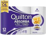 Quilton Absorba 4 Ply Paper Towel Rolls, Pack of 12 $8.30 ($7.47 Sub & Save) + Delivery ($0 with Prime/ $39 Spend) @ Amazon AU
