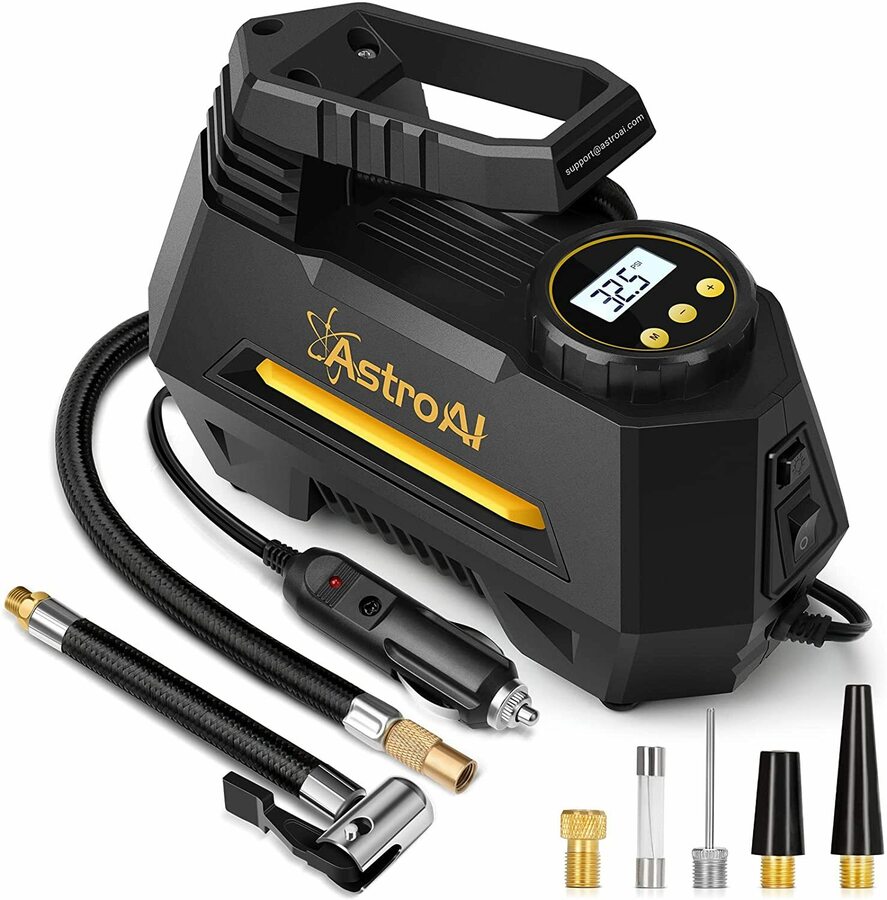 ABN Portable Air Compressor Tire Inflator Pump 12V Pressure Gauge 100 PSI 7 BAR 