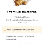 Boneless Stacked Pack (3 Tenders, Regular Popcorn Chicken and 5 Nuggets) $10 @ KFC (Online & Pick up Only)