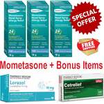 3x 140 Dose Mometasone Nasal Spray + 70x Loratadine + 10x Cetirizine Tablets $39.99 Delivered @ PharmacySavings