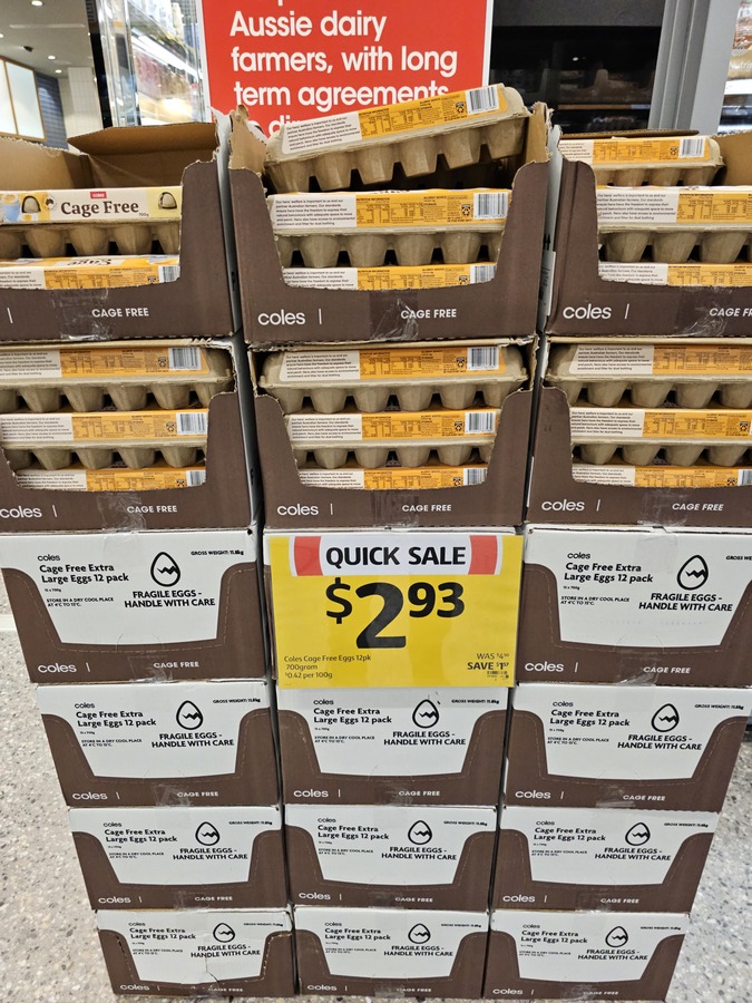 [ACT, Short Dated] Coles Cage Free Eggs 700g 12pk $2.93 (Was $4.50 ...