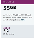 Optus 55GB 28-Day Plan $12 ($35 Per 28 Days Ongoing, 55GB First 3 Recharges, New Signups) + $6.50 Cashrewards Cashback @ Optus