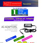 1 Day Sale (01/05/2013): Toshiba 75W Notebook Power Adapter (PA3715A-1AC3) $30 (Was $55)