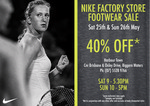 Nike Factory Harbour Town QLD 40% off Footware Sale 25th and 26th May 2013