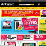 Dick Smith 12% off - 'Apology' Extended: Ends Midnight Today 11:59pm 21 May 2014 (Online Only)