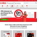 Coles Mastercard 0% Interest on Purchases for 15 Months