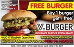 Buy 1 Burger, Get 1 Free @ V Burger Bar (Elizabeth Quay, WA) Mon - Thurs