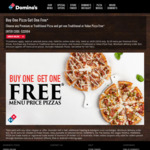 Buy 1 Traditional/Premium Pizza & Get 1 Traditional Pizza Free @ Domino's