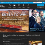 Win a Rail Holiday for 2 Aboard The Ghan [Buy Murder on The Orient Express on Bigpond Movies +25 Words or Less]