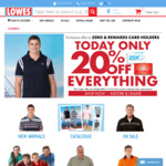 Lowes - 20% off Everything Incl. Schoolwear 
