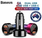 Baseus 45W Dual USB Car Charger 2 for $19.95 + Delivery ($0 with eBay Plus) @ Shopping Square eBay 
