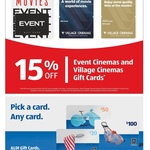 15% off Event and Village Cinemas Gift Cards @ ALDI
