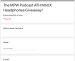 Win 1 of 2 Pairs of Audio-Technica ATH-M50x Headphones from MPW