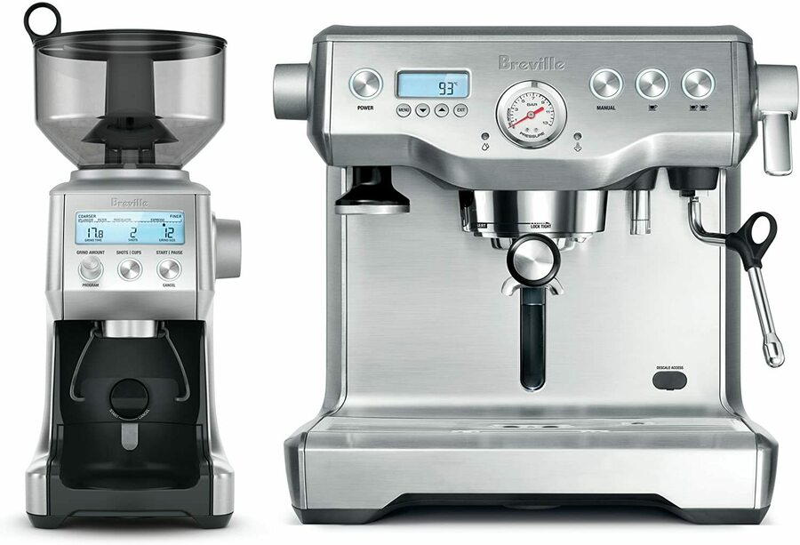 Breville The Dynamic Duo Espresso Machine with Grinder, Brushed