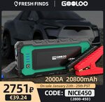 GOOLOO Car Jump Starter 2000A 20800mAh Power Bank AU Stock US$60.86 (~A$84.70) Delivered @ GOOLOO AliExpress