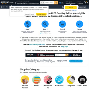 [NSW, VIC, QLD, Prime] Free One Day Delivery for Orders with No Minimum Spend (Select Metro Postcodes) @ Amazon AU