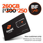 Boost Mobile $300 (12-Month Expiry) 260GB Prepaid SIM Kit $250 Shipped (Expired: $35 Cashrewards Cashback) @ Boost