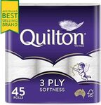 Quilton 3-Ply Toilet Tissue 45-Pack $24 ($21.60 S&S, $18 First S&S) + Delivery ($0 with Prime/ $39 Spend) @ Amazon AU