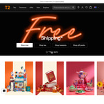 Free Domestic Standard Shipping with No Minimum Spend @ T2 Tea