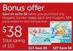 Huggies Jumbo Nappy Pack & Huggies 384 Pack Wipes $38 in Store @ Target