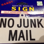 No Junk Mail Self Adhesive Sign 2 Cents @ Kmart Mount Druitt NSW [Clearance Item]