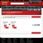 2 Plastic Buckets for $1 Pick up at Supercheap Auto