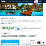 $100 USD off Select Hotels Using Orbitz ($100 USD Minimum Purchase before Discount)