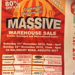 Cookware and Nomewares Massive Warehouse Sale This Weekend, Asquith NSW