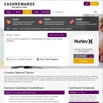 Double Cashback 12.80% + 25% off Sitewide at Hurley @ Cashrewards