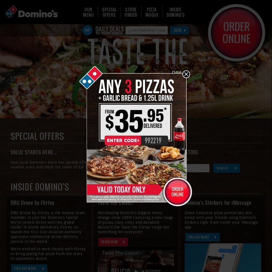 Domino's 30 off Pizzas (Excludes Value and Extra Value Range